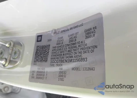 2021 Chevrolet Colorado 4Wd Short Box Wt из США, поврежденный, VIN 1GCGTBEN1M1156893